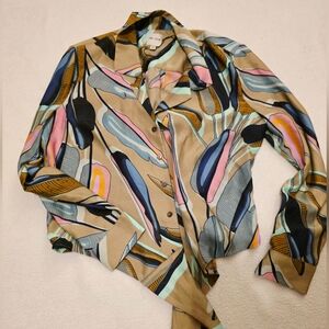 NIC+ZOE Multicolor Abstract Blouse
